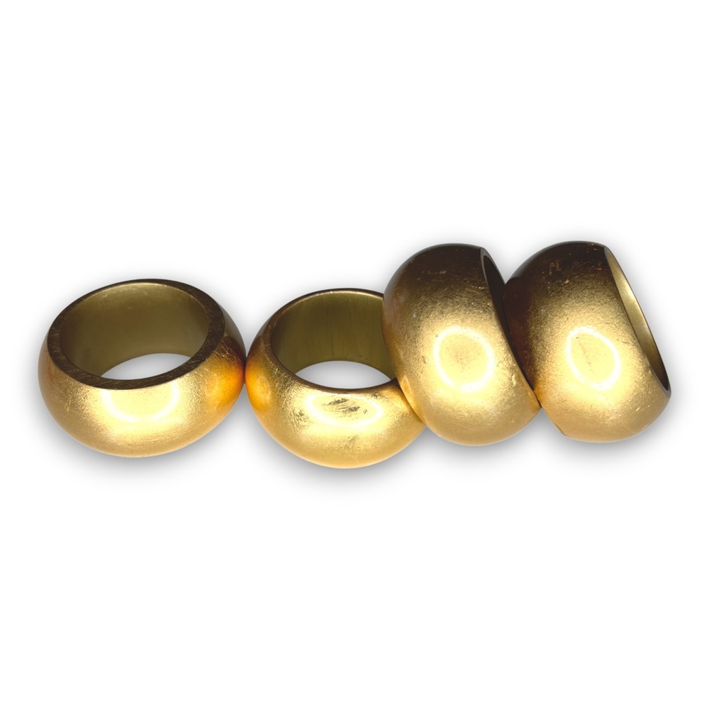 Gold Tone Napkin Rings Set of 4 Thick Rounded Table Decor Unbranded